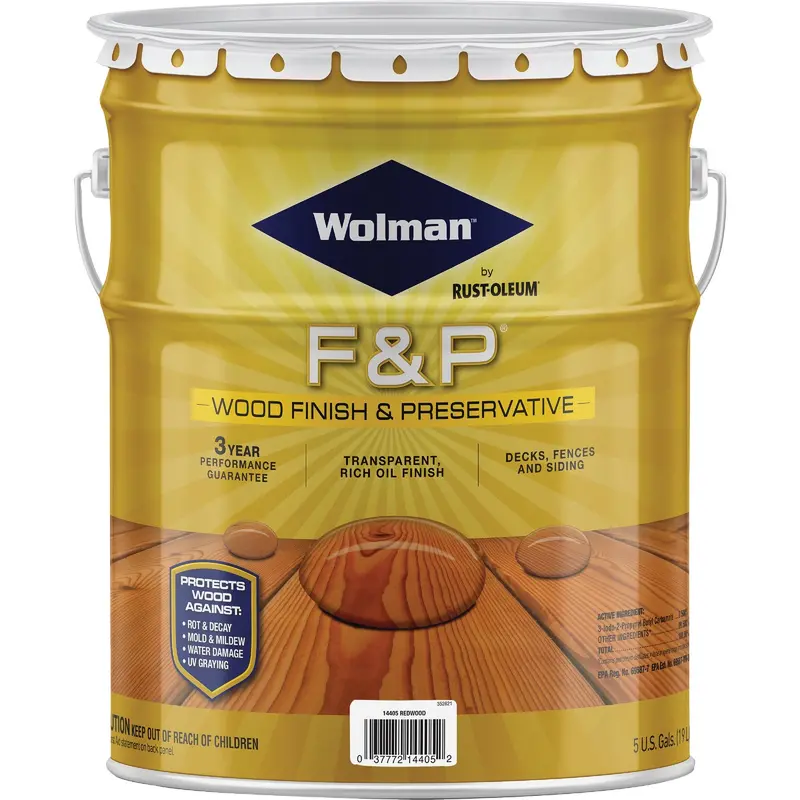 Wolman F&P Transparent Redwood Wood Preservative & Finish — 5 Gallon 1